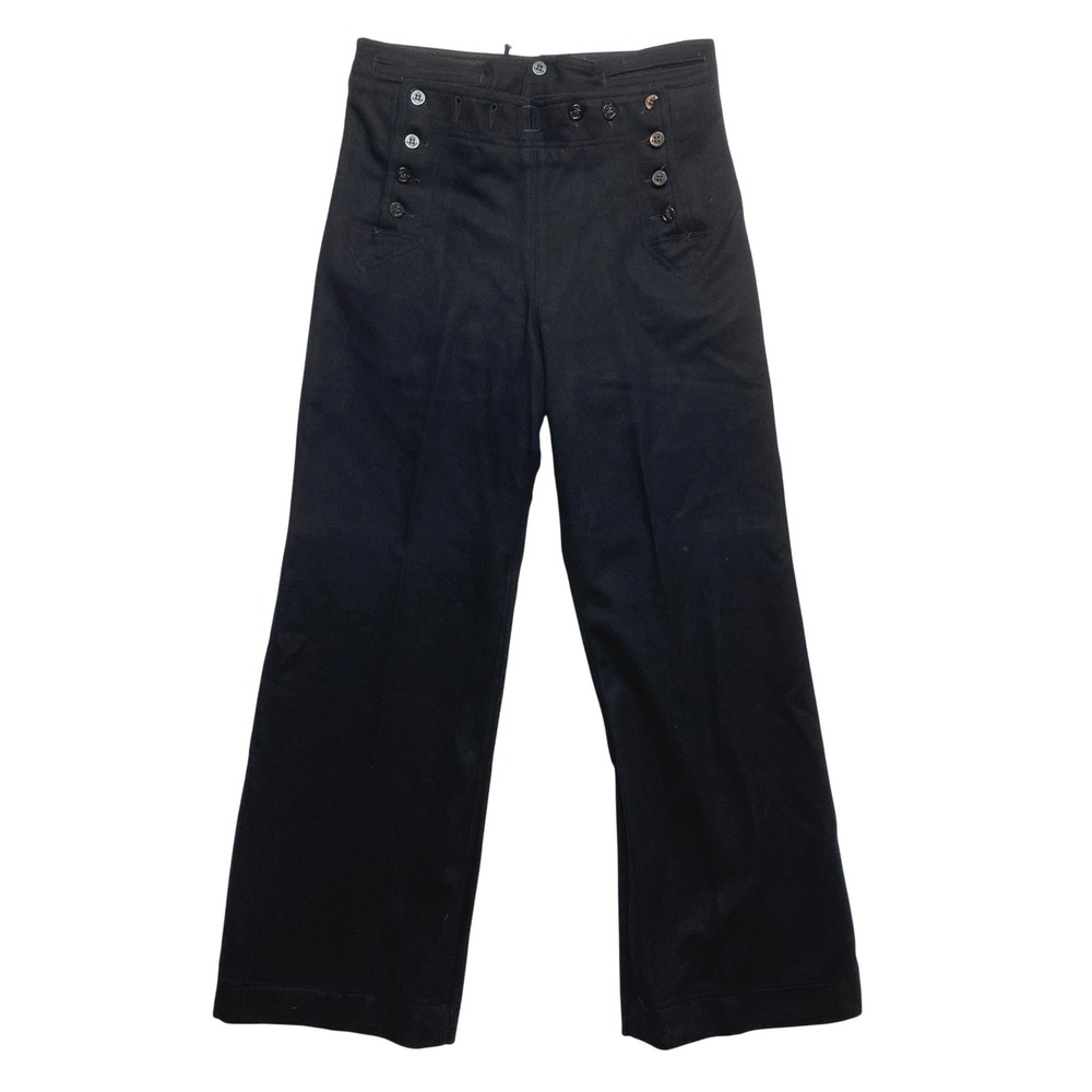 Seafarer Trousers Mens 29 Navy Blue Wool US Navy Sailor Pants Anchor Button Fly